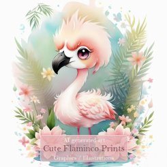 Cute Flaminco Watercolor prints (FS/CU)