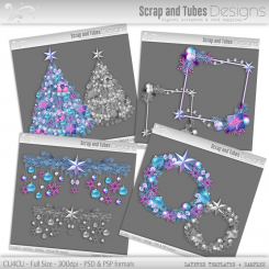 Bundle ~ Christmas Grayscale Layered Elements