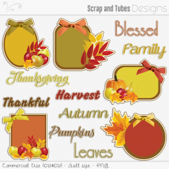 Fall Tags Clipart and Word Arts