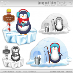 Cute Grayscale Penguin Templates