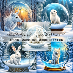 Winter Animals Snowglobe Papers 01
