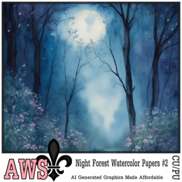 Night Forest Watercolor Papers #2 (TS-CU) * Exclusive