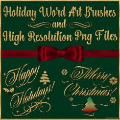 Holiday Word Art Photoshop Brushes and Png Pack (FS, CU4CU)