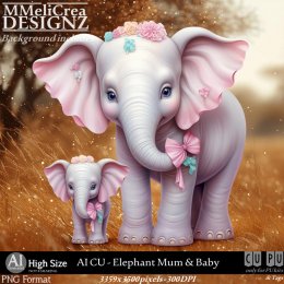 AI - CU Elephant Mum & Baby (CU/PNG/HS)