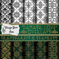 "Damask Love" Seamless Overlay Templates (CU4CU)
