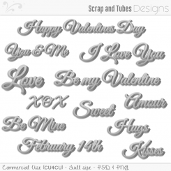 Grayscale Valentine WordArt