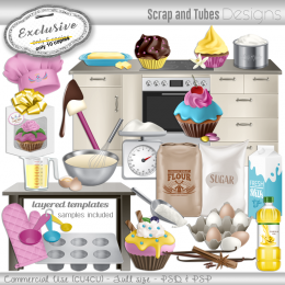 EXCLUSIVE ~ Grayscale Cupcake Making Templates