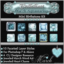 Bling! Mini Birthstones Kit-PS Styles-Aquam-March (CU4CU)