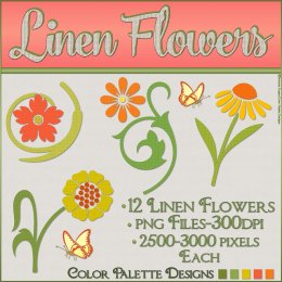 12 Linen Flower Embellishments (FS/CU4CU)