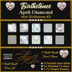 Bling! Mini Birthstones Kit-PS Styles-Diamond-April (CU4CU)