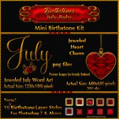 Bling! Mini Birthstones Kit-PS Styles-Ruby-July (CU4CU)