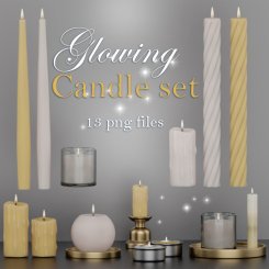 Glowing Candle Set clipart (FS/CU)