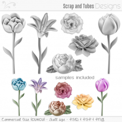 Grayscale Flower Templates and Cliparts