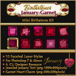 Bling! Mini Birthstones Kit-PS Styles-Garnet-Jan (CU4CU)