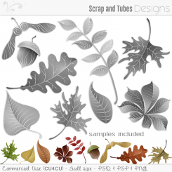 Grayscale Fall Leaves Templates