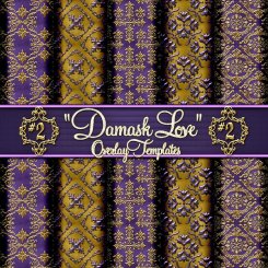 "Damask Love Set #2" Seamless Overlay Templates (CU4CU)