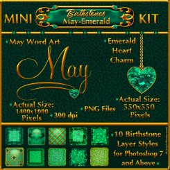 Bling! Mini Birthstones Kit-PS Styles-Emerald-May (CU4CU)