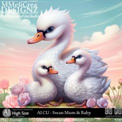 AI - CU Swan Mum & Baby (CU4PU/PNG/HS)