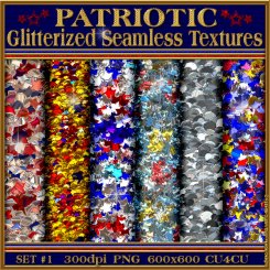PATRIOTIC Seamless Glitterized Textures Set #1 (CU4CU)