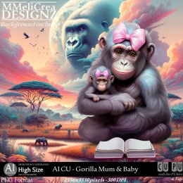 AI - CU Gorilla Mum & Baby (CU/PNG/HS)