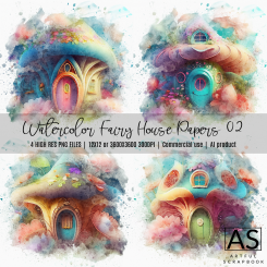 Watercolor Fairy House Papers 02