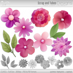 Layered Grayscale Spring Flower Templates 4