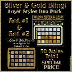 Silver & Gold Bling PS Layer Styles DUO PACK (CU4CU)